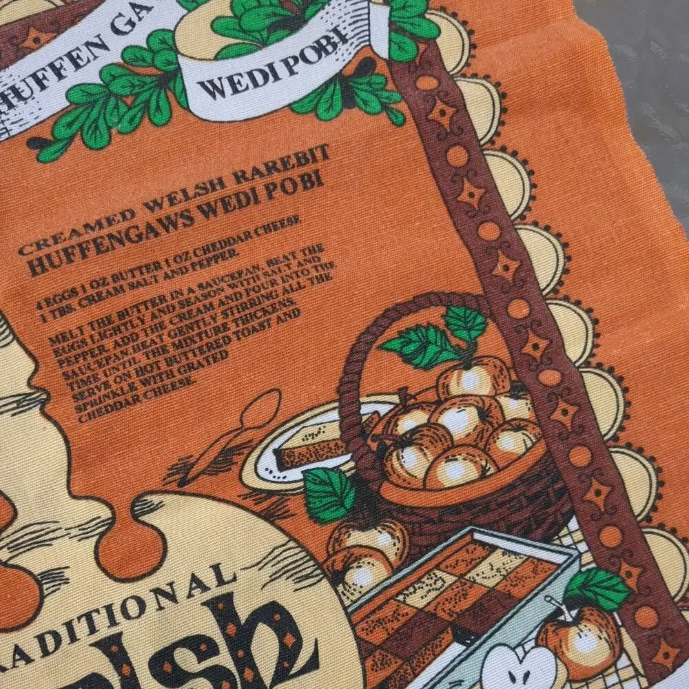 Traditional Welsh Recipes Tea Towel Cottagecore Kitchen Culinary Linen 70s vibe